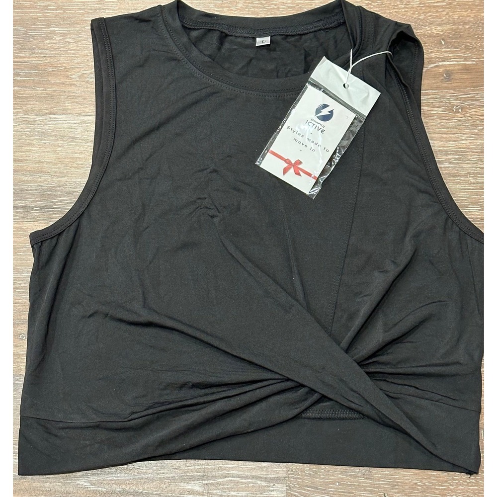 ICTIVE Workout‎ Cropped Crop Tank Tops for Women Twist Tie Back Sleeveless Large